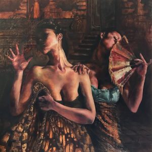 women at the temple painting