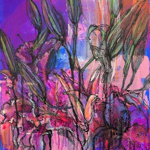 ink in bloom lilies series no. 02 (12"x16")
