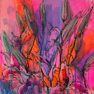 ink in bloom lilies series no. 02 (12"x16")