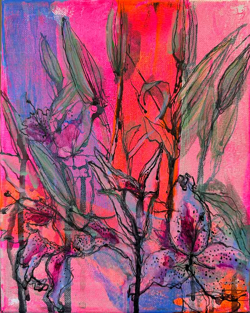 ink in bloom lilies series no. 01 (8"x10")