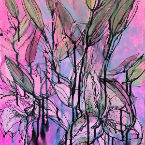 ink in bloom lilies series no. 02 (12"x16")
